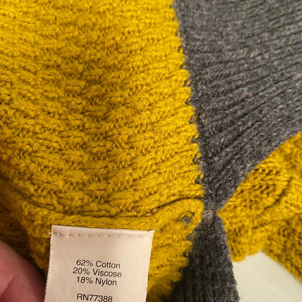 Madewell Gray Yellow Long Sleeve Crew Neck Stripe Knit Sweater Women’s Size S - Picture 5 of 5